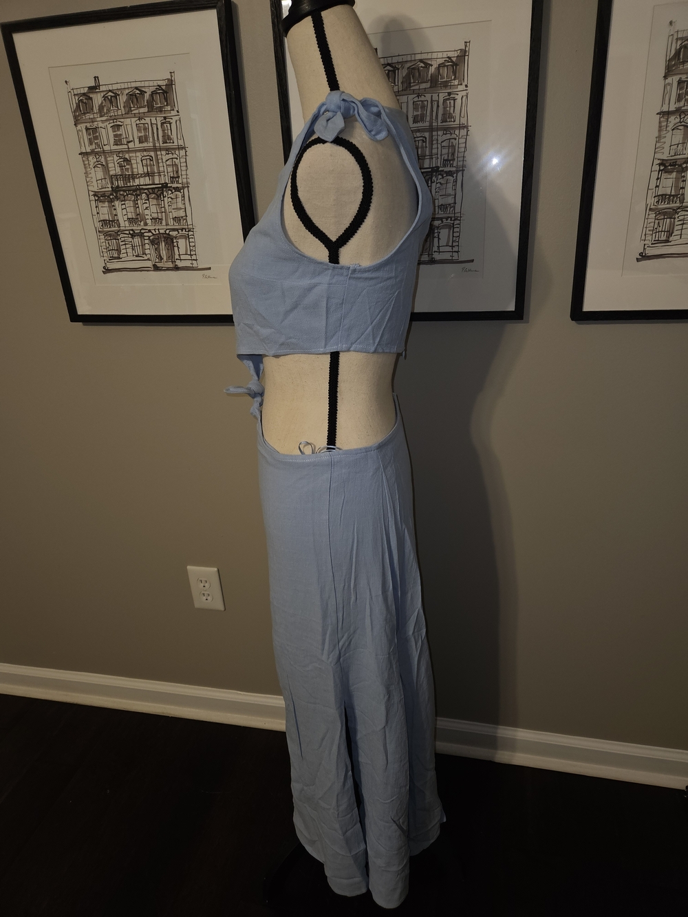 Light Blue Cutout Maxi Dress - Women's - Picture 4 of 7